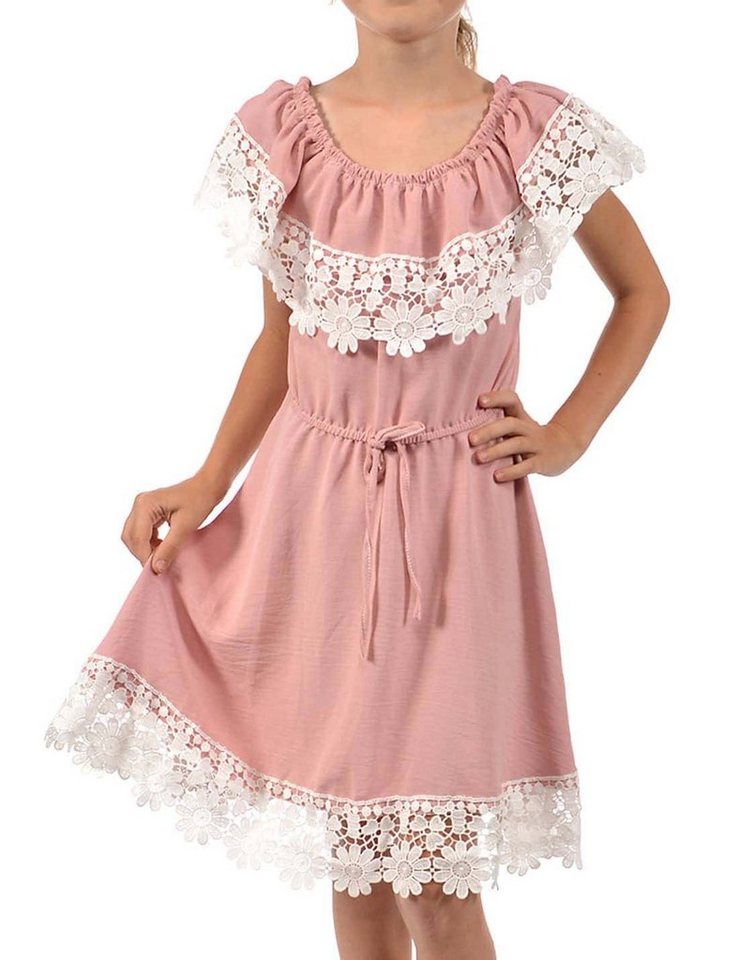 KMISSO Sommerkleid Mädchen Kleid Schulterfrei mit Spitze (1-tlg) bequem zu tragen von KMISSO