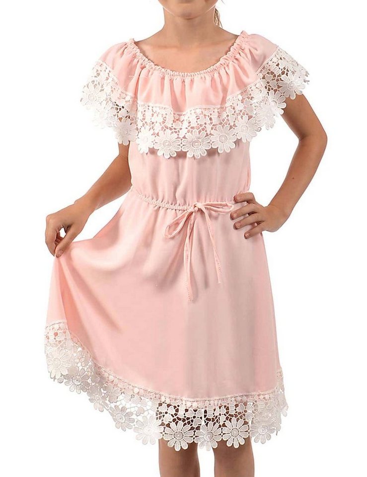 KMISSO Sommerkleid Mädchen Kleid Schulterfrei mit Spitze (1-tlg) bequem zu tragen von KMISSO