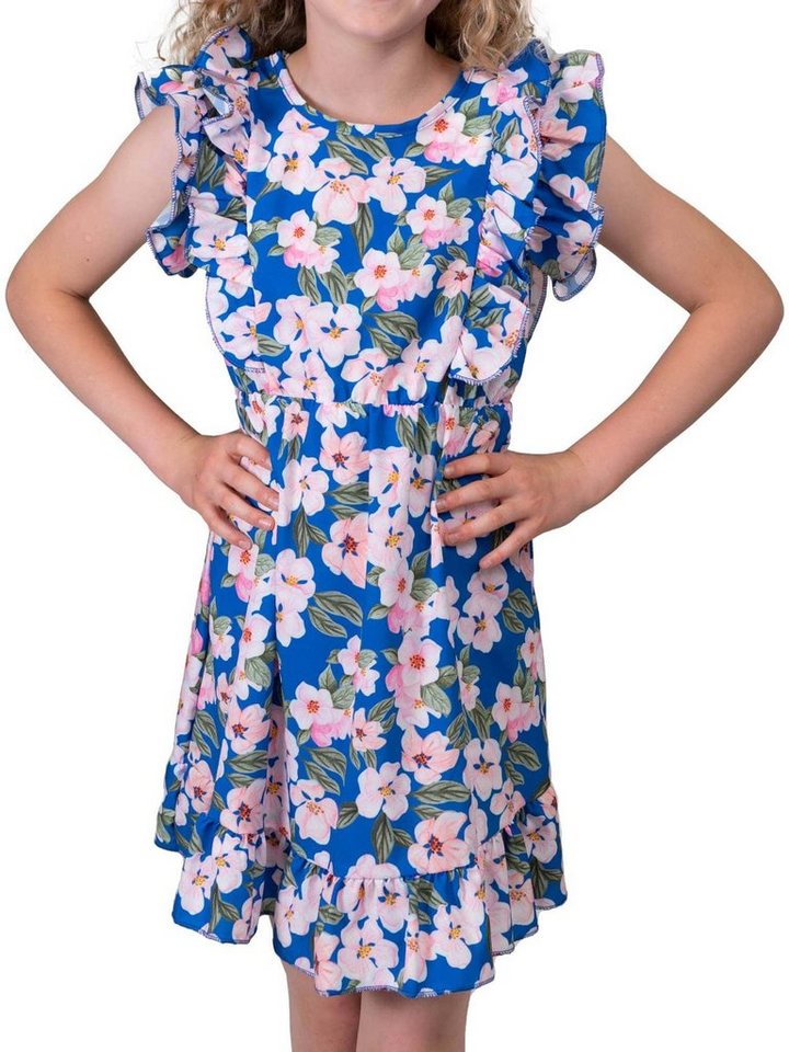 KMISSO Sommerkleid Mädchen Kleid mit Volants Blumenmotiv 30384 (1-tlg) bequem zu tragen von KMISSO