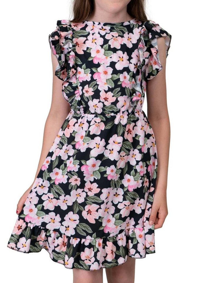 KMISSO Sommerkleid Mädchen Kleid mit Volants Blumenmotiv 30384 (1-tlg) bequem zu tragen von KMISSO