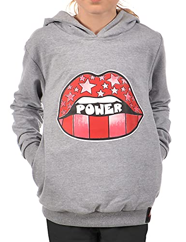 Kinder Mädchen Hoodie Kapuzen Pullover 30327 Grau 146 von KMISSO