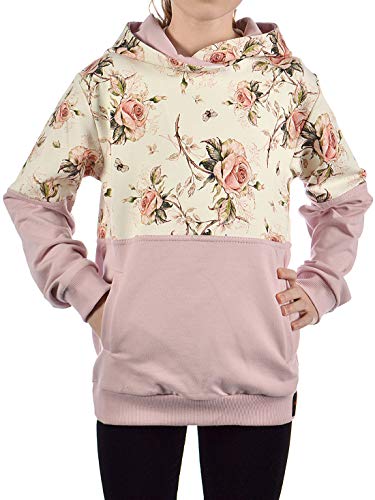 Kinder Mädchen Kapuzen Pullover Hoodie Sweat Langarm Rosenmuster 30328 Rosa 122 von KMISSO