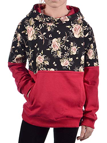 Kinder Mädchen Kapuzen Pullover Hoodie Sweat Langarm Rosenmuster 30328 Rot 122 von KMISSO