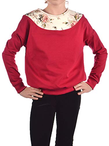 Kinder Mädchen Pullover Langarm Swatshirt Pulli Blumenmuster 30330 Rot 134 von KMISSO