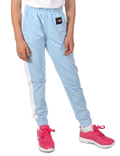 Kinder Mädchen Stoff Freizeit Hose Sporthose 30358 Hellblau 164 von KMISSO