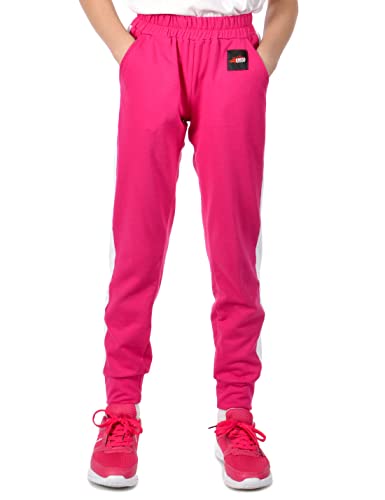 Kinder Mädchen Stoff Freizeit Hose Sporthose 30358 Pink 164 von KMISSO