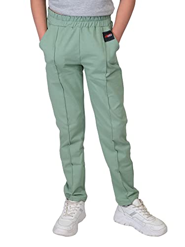 Kinder Mädchen Stoff Freizeit Sport Hose 30360 Grün 140 von KMISSO