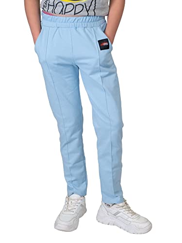 Kinder Mädchen Stoff Freizeit Sport Hose 30360 Hellblau 158 von KMISSO
