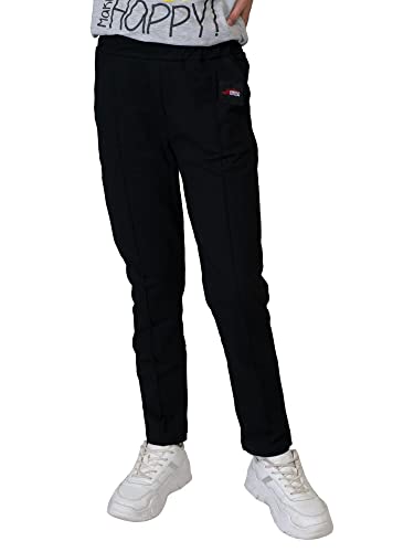 Kinder Mädchen Stoff Freizeit Sport Hose 30360 Schwarz 158 von KMISSO