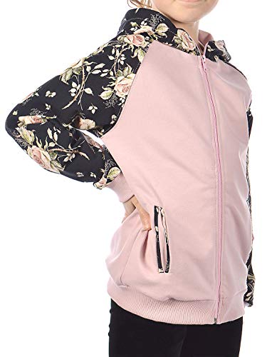 Mädchen Kinder Hoodie Kaupuzen Pullover Kapuze Langarm Blumenmuster 30329 Lachs 122 von KMISSO