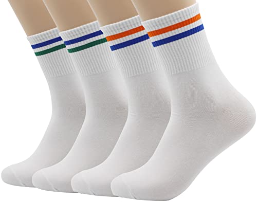 MK SOCKS Baumwolle Streifen Athletik Sport Running Retro Cute Matching School Crew Socks für Männer/Frauen (DE/NL/SE/PL, Alphanumerisch, L, Regular, Regular, 2 Streifen) von KMK SOCKS