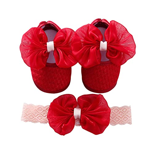 KMKM Baby Schuhe 0-3monate Kleinkind Schuhe Prinzessin Schuhe MäDchen Lauflernschuhe Weichen Sohle Rutschfest Babyschuhe Neugeborene Taufschuhe mit Bowknot Krabbelschuhe Indoor Kinderschuhe von KMKM