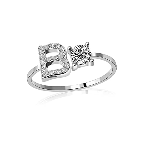 KMKM Buchstabe Ring Silber 925 Damen Offener Verstellbare stapelba Personalisierter Initiale Alphabet A-Z Ring für Mutter Freundin von KMKM