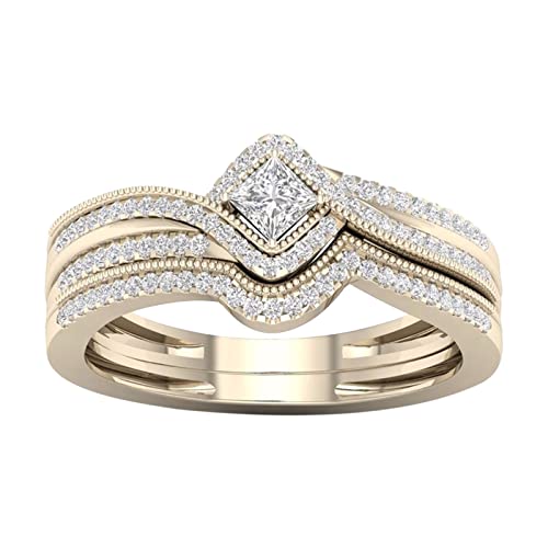 KMKM Damen-Ring Composition 925 Silber rhodiniert Zirkonia weiß Brillantschliff von KMKM