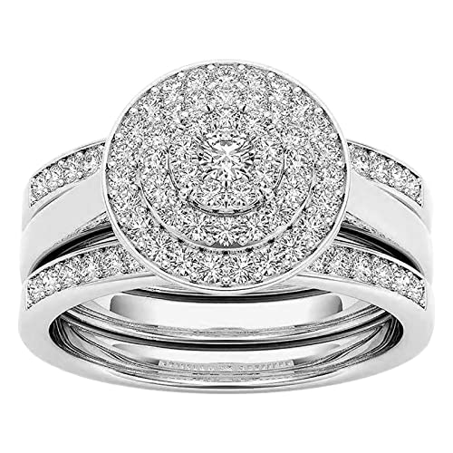 KMKM Damen Ring Silber Verlobungsring Ehering Zirkonia Silberringe Trauringe Hochzeitsringe von KMKM