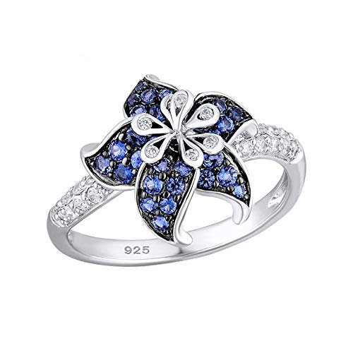 KMKM Frauen Schöne Blumen Ring Rose Lucky Flower Blatt Diamant Schmuck Geschenk Ringe vergoldete stahlringe billige holzringe doppelring trauring echtschmuck Damen günstig Ring von KMKM