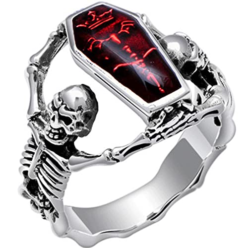 KMKM Silberring Bohemian Breit Mehrreihig Vintage Mit stein Bandring Rot Kristall Ring Silber 925 Verstellbar Damenringe Damen Schmuck von KMKM