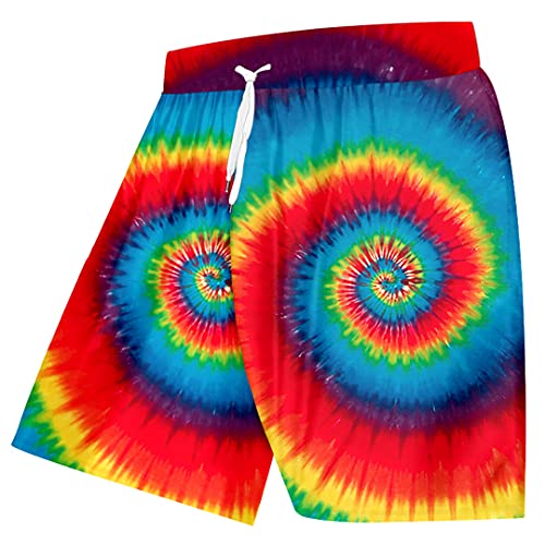 KMMBBTY Herren-Badehose in Übergröße mit Tasche, männlich, elastische Taille, lässig, Strandshorts, übergroß, kurz Rainbow 3XL von Byblos