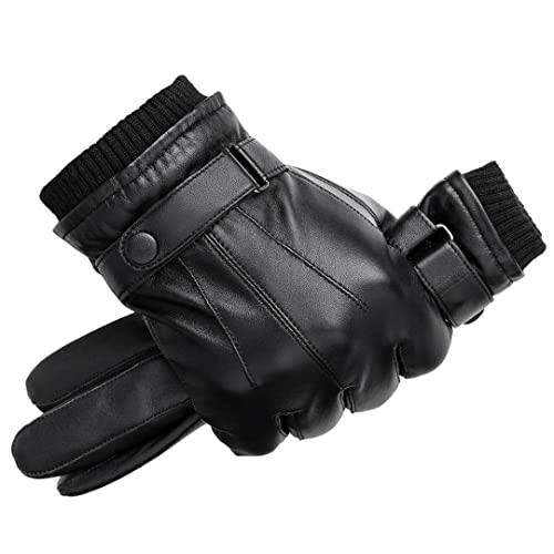 KMMBBTY Herren Lederhandschuhe Herbst Winter Warm Touchscreen Vollfinger Schwarz Fäustlinge S019 Xl von Byblos