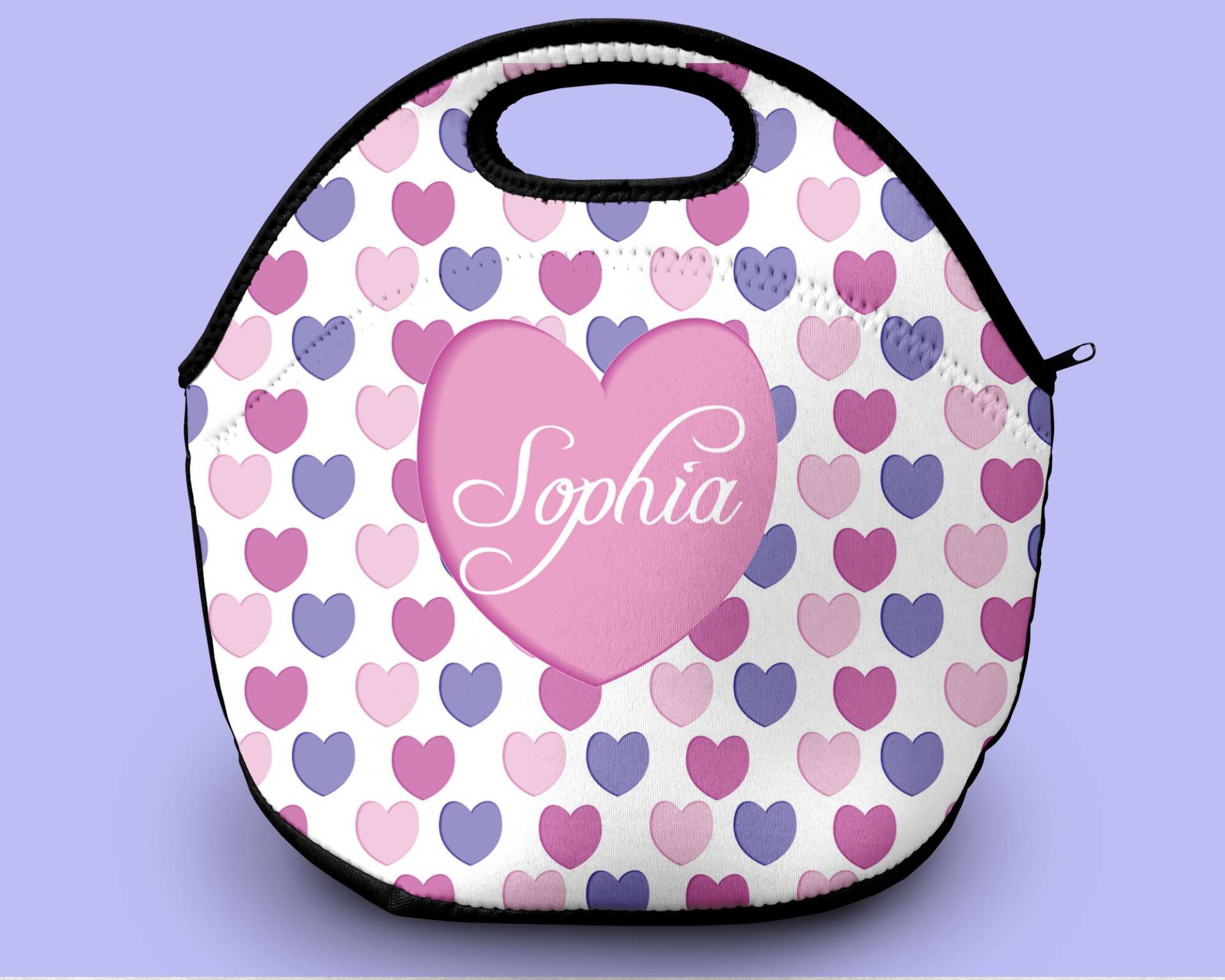 Candy Heart Lunch Bag, Neopren Pink Und Lila Herz Back To School Tote, Bag von KMNCreativityNE