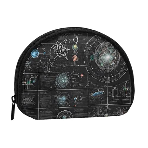 (Abstrakte Wissenschaft Chemie Illustration 3d) Kleine Münzbörse Mini Geldbörse Reißverschluss Münztasche Wechselgeldbörse für Damen und Herren, tragbare Make-up-Tasche, Kosmetiktasche, schwarz, von KMNHBGF