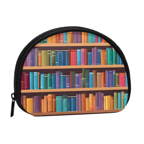 (Bibliotheks-Bücherregal) Kleine Münzgeldbörse Mini-Geldbörse mit Reißverschluss, Münztasche für Damen und Herren, tragbare Make-up-Tasche, Kosmetiktasche, schwarz, Einheitsgröße, lässig, Schwarz , von KMNHBGF