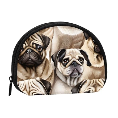 (Imagen De Pug) Kleine Münzgeldbörse Mini Geldbörse Reißverschluss Münztasche Wechselgeldbörse für Damen und Herren, tragbare Make-up-Tasche, Kosmetiktasche, schwarz, Einheitsgröße, lässig, Schwarz , von KMNHBGF