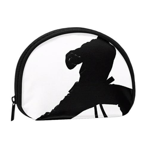 (Karate Herren) Kleine Münzbörse Mini Geldbörse Reißverschluss Münztasche Kleingeld Geldbörse für Damen Herren Tragbare Make-up-Taschen Kosmetiktasche, Schwarz, Einheitsgröße, lässig, Schwarz , von KMNHBGF