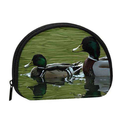 (Loon Nature Bird) Kleine Münzgeldbörse Mini Geldbörse Reißverschluss Münztasche Wechselgeldbörse für Damen und Herren, tragbare Make-up-Tasche, Kosmetiktasche, schwarz, Einheitsgröße, lässig, Schwarz von KMNHBGF