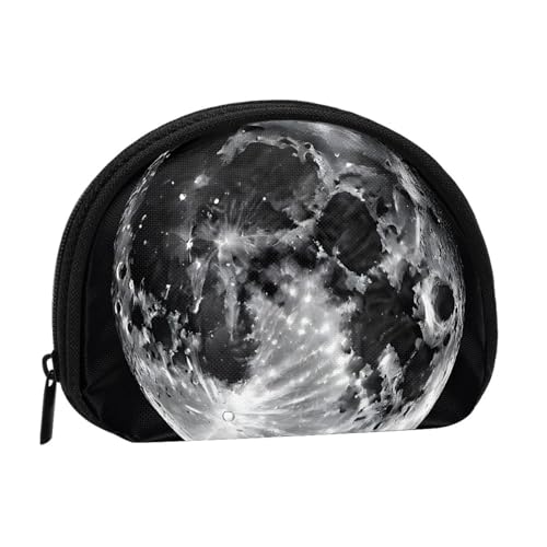 (Mond) Kleine Münzgeldbörse, Mini-Geldbörse, Reißverschluss, Münztasche, Kleingeldbörse für Damen und Herren, tragbare Make-up-Tasche, Kosmetiktasche, schwarz, Einheitsgröße, lässig, Schwarz , von KMNHBGF