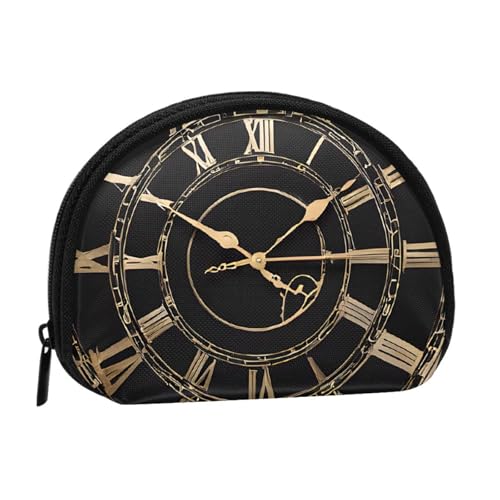 Clock Gear) Kleine Münzgeldbörse Mini Geldbörse Reißverschluss Münztasche Wechselgeldbörse für Damen und Herren, tragbare Make-up-Tasche, Kosmetiktasche, schwarz, Einheitsgröße, lässig, Schwarz , von KMNHBGF