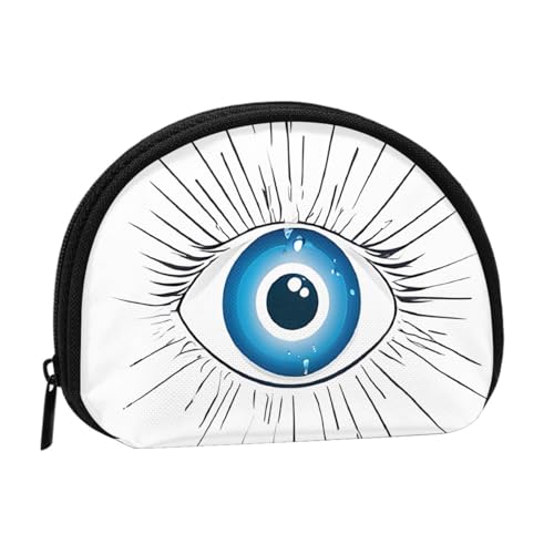 KMNHBGF (Evil Eye) Kleine Münzgeldbörse Mini Geldbörse Reißverschluss Münztasche Kleingeld Geldbörse für Damen und Herren, tragbare Make-up-Tasche, Kosmetiktasche, schwarz, Einheitsgröße, lässig, von KMNHBGF