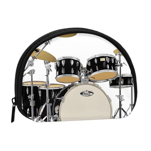 KMNHBGF (Jazz Drum) Kleine Münzgeldbörse, Mini-Geldbörse, Reißverschluss, Münztasche, Kleingeldbörse für Damen und Herren, tragbare Make-up-Tasche, Kosmetiktasche, schwarz, Einheitsgröße, lässig, von KMNHBGF