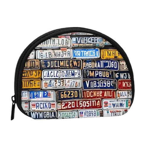 KMNHBGF (Kennzeichen) Kleine Münzgeldbörse Mini Geldbörse Reißverschluss Münztasche Kleingeld Geldbörse für Damen und Herren, tragbare Make-up-Tasche, Kosmetiktasche, schwarz, Einheitsgröße, lässig, von KMNHBGF