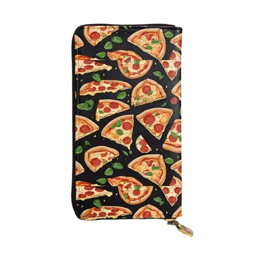 KMNHBGF (Pizza 3d) lange Geldbörse für Damen und Herren, Leder, Geldbeutel, Kartenhalter, Reißverschlussfach, mehrere Fächer, Pizza 3D, Einheitsgröße, Pizza 3D, Einheitsgröße von KMNHBGF