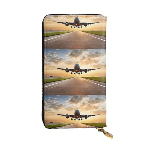 KMNHBGF Lange Geldbörse für Damen und Herren, Leder, Geldbeutel, Kartenhalter, Reißverschlussfach, mehrere Fächer, Flugzeug, Einheitsgröße, Flugzeig, Einheitsgröße von KMNHBGF