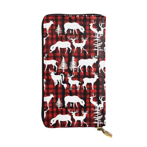 KMNHBGF Lange Geldbörse für Damen und Herren mit Kuh, Hirsch, Weihnachtsbaum, Leder, Geldbeutel, Kartenhalter, Reißverschlussfach, mehrere Fächer, Kuh, Hirsch, Baum, Weihnachten, Einheitsgröße, Kuh von KMNHBGF