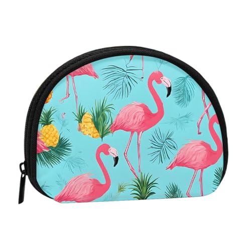 Kleine Geldbörse mit Flamingo-Aufdruck, Mini-Geldbörse, Reißverschluss, Münztasche, Kleingeldbörse für Damen und Herren, tragbare Make-up-Tasche, Kosmetiktasche, schwarz, Einheitsgröße, lässig, von KMNHBGF