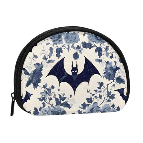 Kleine Geldbörse mit Fledermaus-Muster, Mini-Geldbörse, Reißverschluss, Münztasche, Kleingeldbörse für Damen und Herren, tragbare Make-up-Tasche, Kosmetiktasche, schwarz, Einheitsgröße, lässig, von KMNHBGF