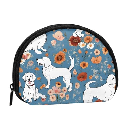 Kleine Geldbörse mit süßem Basset Hound Blumenmuster, Mini-Geldbörse, Reißverschluss, Münztasche, Kleingeldbörse für Damen und Herren, tragbare Make-up-Tasche, Kosmetiktasche, schwarz, Einheitsgröße, von KMNHBGF