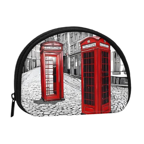 Kleine Münzgeldbörse (London Red Telephone Booth), Mini-Geldbörse, Reißverschluss, Münztasche, Kleingeldbörse für Damen und Herren, tragbare Make-up-Tasche, Kosmetiktasche, schwarz, Einheitsgröße, von KMNHBGF