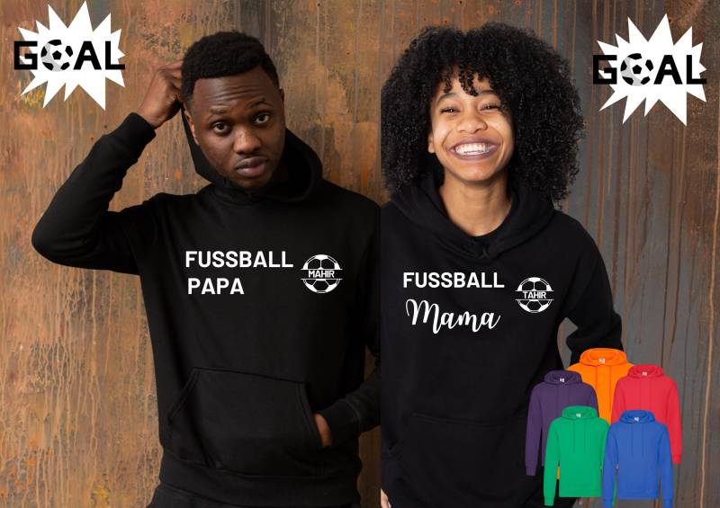 Fussball Pullover Mit Name, Fußball Outfit Hoodie Mama Papa, Fussball Fan Hoodie, Fußball Geschenk Für Eltern, Rabatt Sammelbestellung von KMTdruckwelt