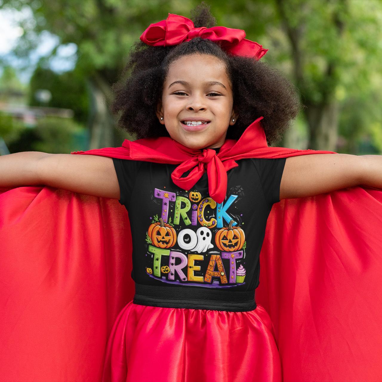 Halloween Kinder T-Shirt - Trick Or Treat Design Kürbis & Geist Motiv Lustiges Shirt Für Geschenkidee von KMTdruckwelt