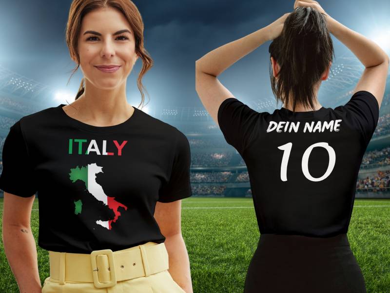 Personalisierte Italien Fan T-Shirt | Individueller Name Und Nummer Für Die Em 2024 I Herren, Damen Kinder Europameisterschaft von KMTdruckwelt