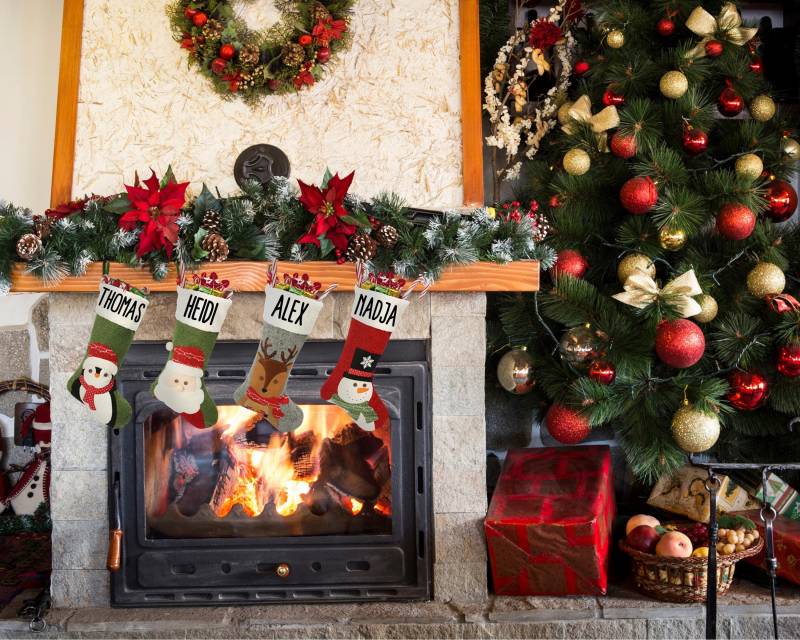 Personalisierte Xxl Weihnachtsstrümpfe 47cm - Rentier, Weihnachtsmann Und Schneemann Design Individuelle Weihnachtsdekoration Mit Namen von KMTdruckwelt