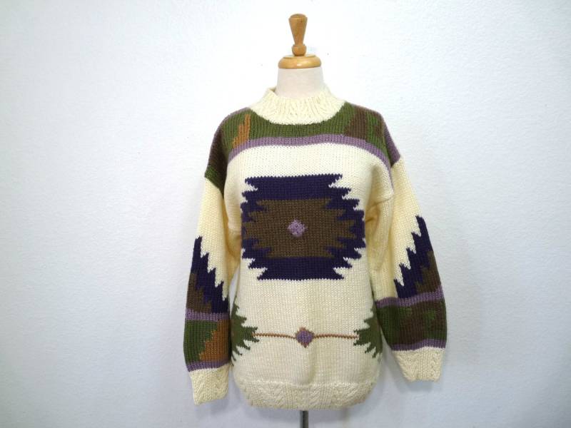 Vintage Handgestrickter Pullover Azteken Winterkleidung | Chimayo Mittelgroß von KMalinkaVintage