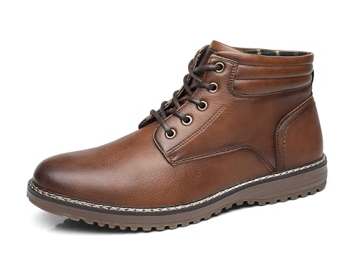 KNBR Herren Schnürstiefel Klassische Stiefeletten Chukka Boots für Motorrad & Freizeit, braun, 45 EU von KNBR