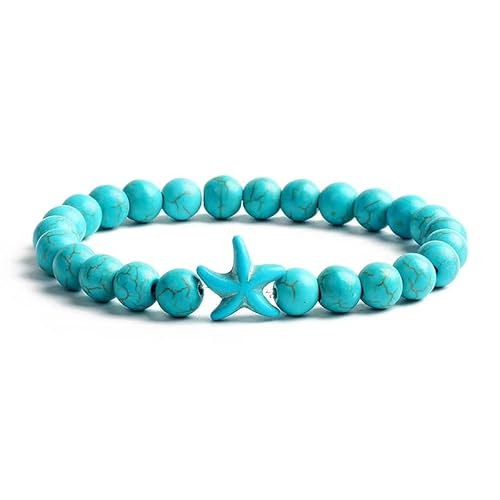 Böhmisches Naturstein-Stretcharmband mit Sternanhänger, Unisex, 6mm Blaue Türkise, Handgefertigtes Perlenarmband, Modischer Armreif Für Damen, Herren und Jugendliche, 6mm Böhmisches Naturstein-Stretcharmband mit Sternanhänger, Unisex, 6mm Blaue Türkise, Handgefertigtes Perlenarmband, Modischer Armreif Für Damen, Herren und Jugendliche, 6mm von KNDSSMY