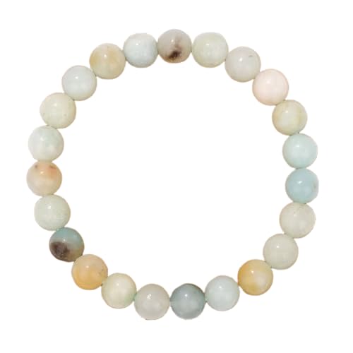 Buntes Naturstein Stretch Perlen Armband Unisex, 8mm Blau Gelb Amazonit Verstellbares Paar Armband, Weihnachten Geburtstag Valentinstag 8mm von KNDSSMY