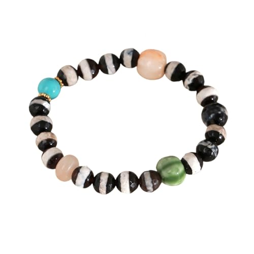 Handgefertigtes Stretch Perlenarmband aus Naturstein, Unisex, Verstellbar, 8mm, Schwarz Weiß Glas und Blau Türkis, Yoga Armband, Modischer Party Armreif, 8mm Handgefertigtes Stretch Perlenarmband aus Naturstein, Unisex, Verstellbar, 8mm, Schwarz Weiß Glas und Blau Türkis, Yoga Armband, Modischer Party Armreif, 8mm von KNDSSMY